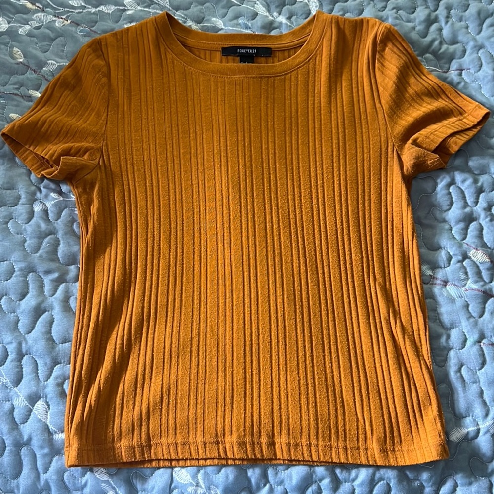 Forever 21 Ribbed Mustard Yellow Cropped Top